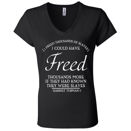 Tubman - I Could Have Freed More - White - Fashion Fitted Women's V-Neck T-Shirt