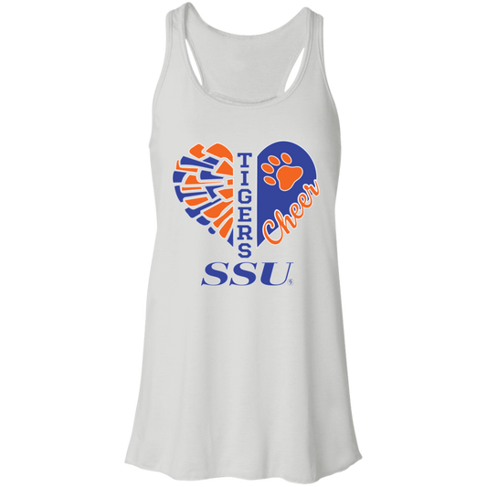 SSU - Tigers Cheer - Fashion Fitted Women's Flowy Racerback Tank