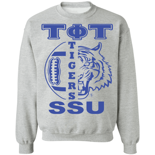 SSU - Tigers Football - Blue - Crewneck Pullover Sweatshirt  8 oz.