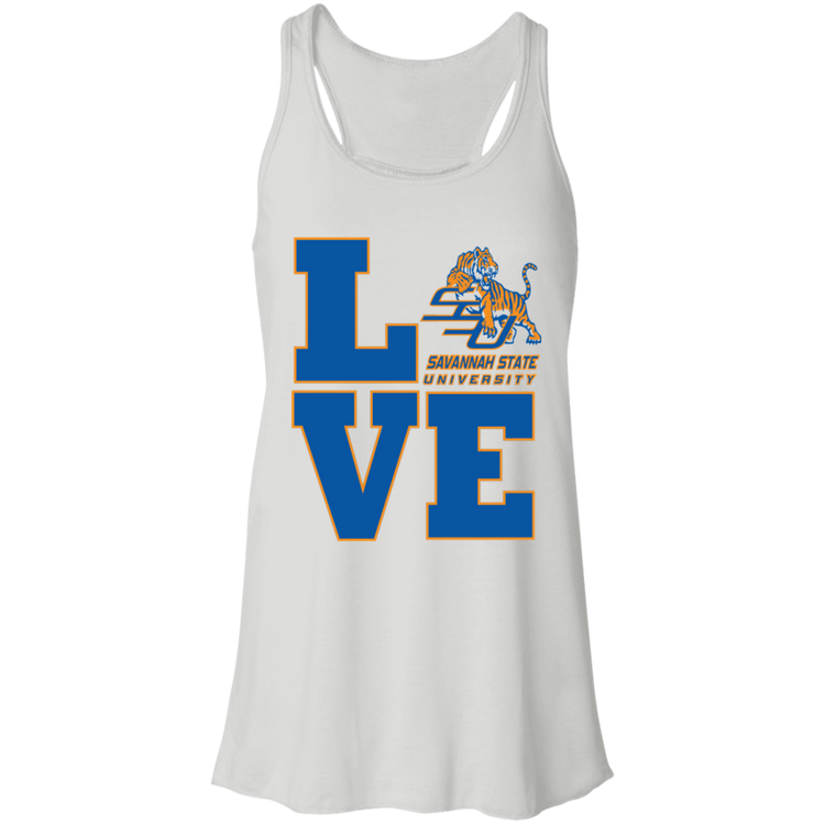 Savannah State - LOVE - Fashion Fitted Women's Flowy Racerback Tank