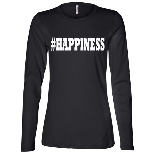 HAPPINESS White - Black Label Women's LS Missy Fit T-Shirt