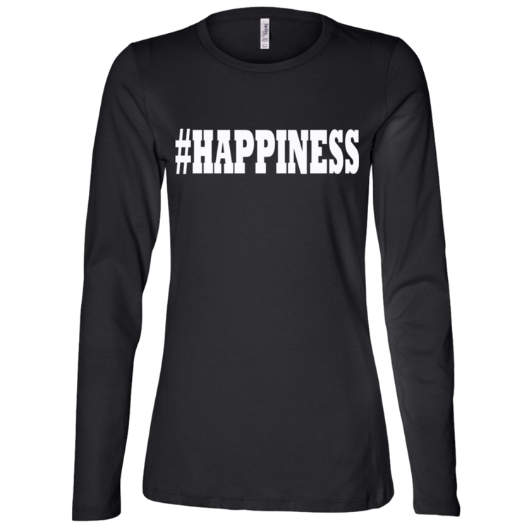 HAPPINESS White - Black Label Women's LS Missy Fit T-Shirt