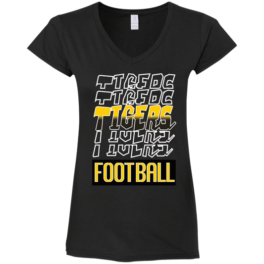 Tigers Football - Women's Fitted Softstyle V-Neck Tee