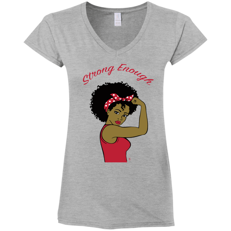 Strong Woman - Women's Fitted Softstyle V-Neck Tee