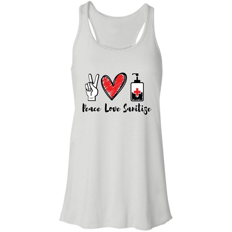 Peace - Love - Sanitize - Fashion Fitted Women's Flowy Racerback Tank