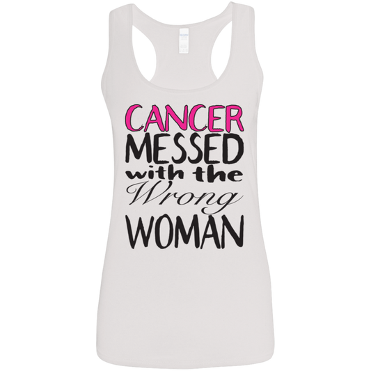 Breast Cancer Messed With The Wrong Woman - Women's Softstyle Racerback Tank