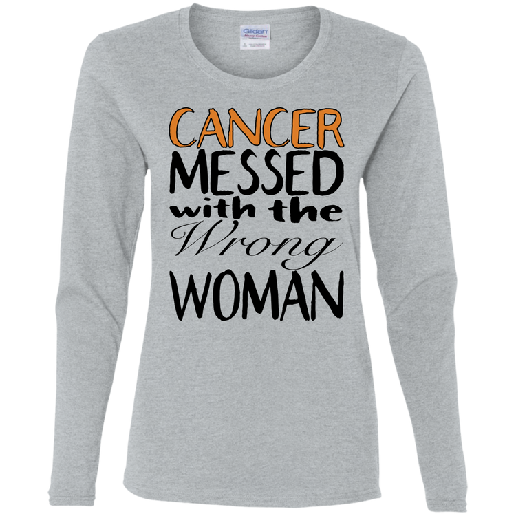 Leukemia Cancer Messed With The Wrong Woman - Women's LS Tee