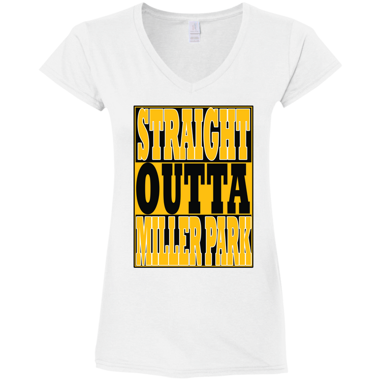 Straight Outta Miller Park - Women's Fitted Softstyle V-Neck Tee