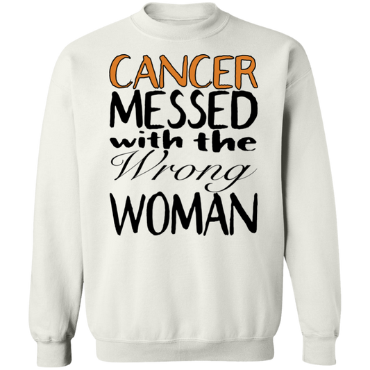 Leukemia Cancer Messed With The Wrong Woman - Crewneck Pullover Sweatshirt