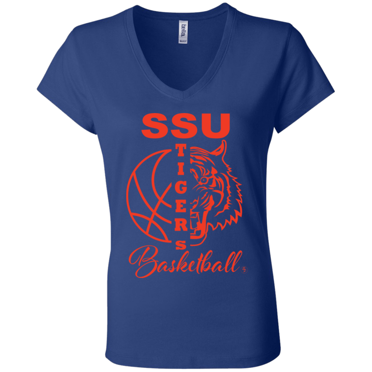 SSU - Tigers Basketball - Orange - Fashion Fitted Women's V-Neck T-Shirt