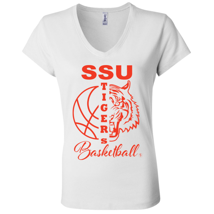 SSU - Tigers Basketball - Orange - Fashion Fitted Women's V-Neck T-Shirt