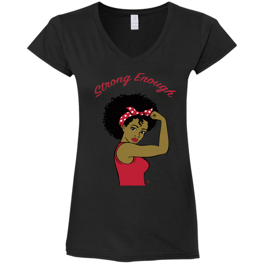 Strong Woman - Women's Fitted Softstyle V-Neck Tee