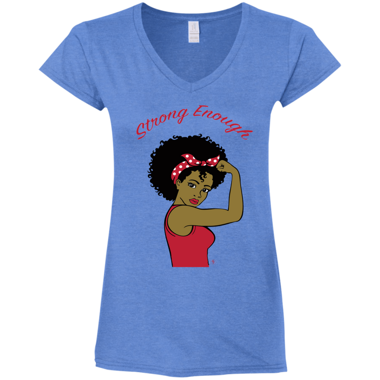 Strong Woman - Women's Fitted Softstyle V-Neck Tee