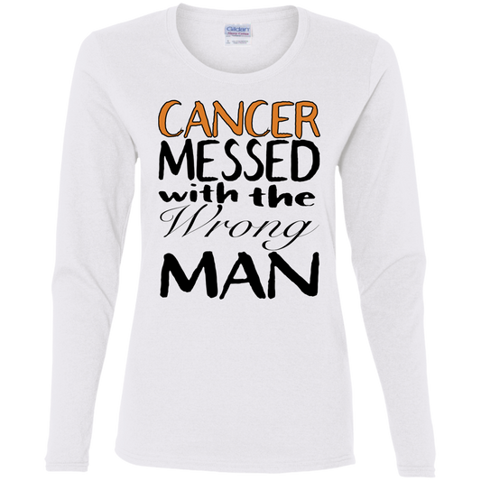 Leukemia Cancer Messed With The Wrong Man - Women's LS Tee