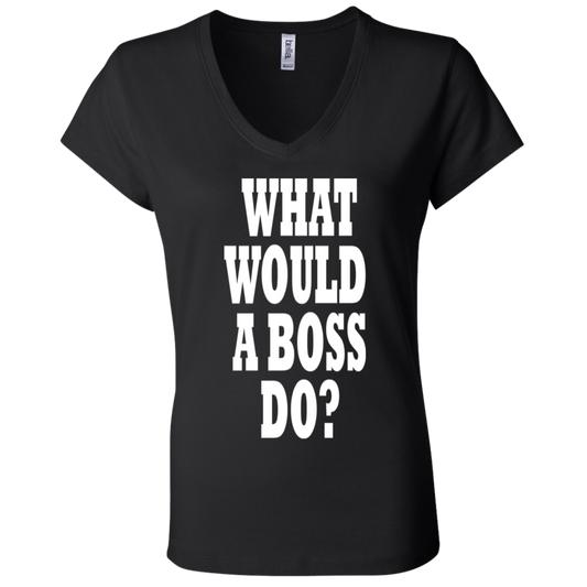 What Would A Boss Do White - Black Label - Women's V-Neck T-Shirt