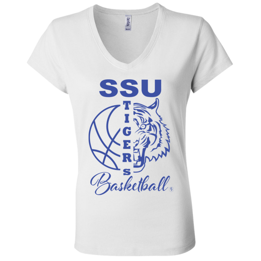 SSU - Tigers Basketball - Blue - Fashion Fitted Women's V-Neck T-Shirt