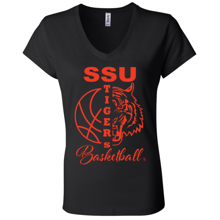 SSU - Tigers Basketball - Orange - Fashion Fitted Women's V-Neck T-Shirt