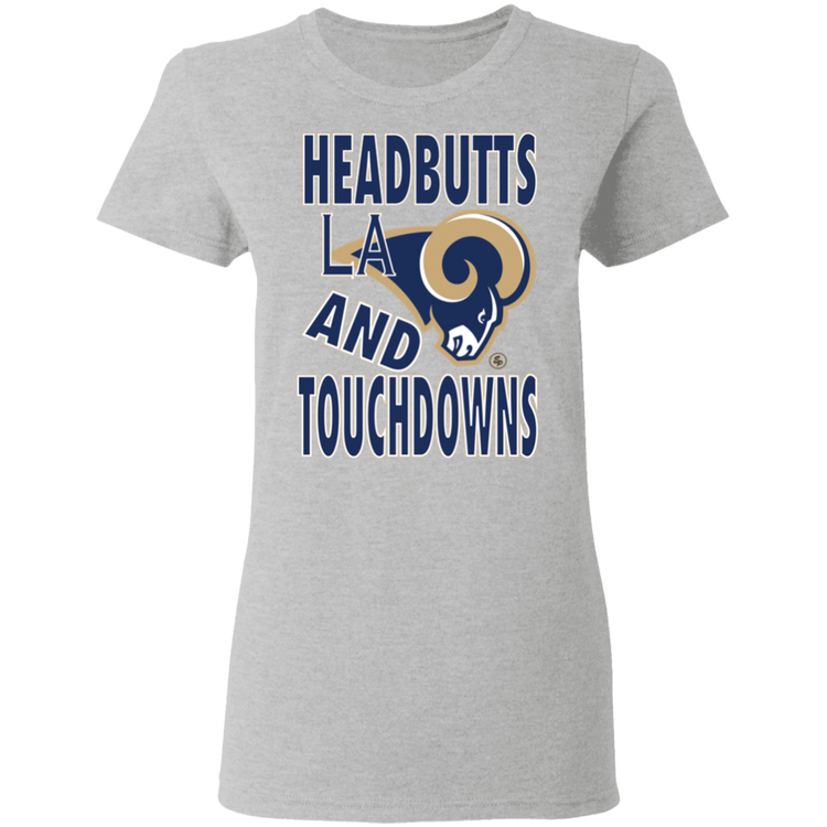 LA RAMS - Headbutts and Touchdowns Women's 5.3 oz. Tee