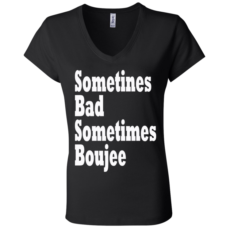 Sometimes Bad Sometime Boujee White - Black Label Women's V-Neck T-Shirt