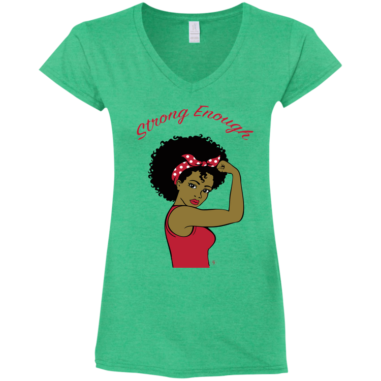 Strong Woman - Women's Fitted Softstyle V-Neck Tee