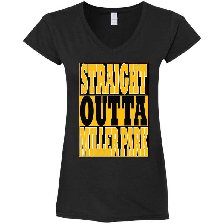 Straight Outta Miller Park - Women's Fitted Softstyle V-Neck Tee