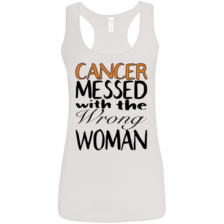 Leukemia Cancer Messed With The Wrong Woman - Women's Softstyle Racerback Tank