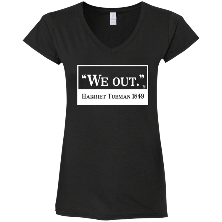 Tubman - We Out - White - Women's Fitted Softstyle V-Neck Tee
