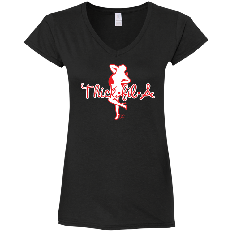 Thick-fil-a - Women's Fitted Softstyle V-Neck Tee