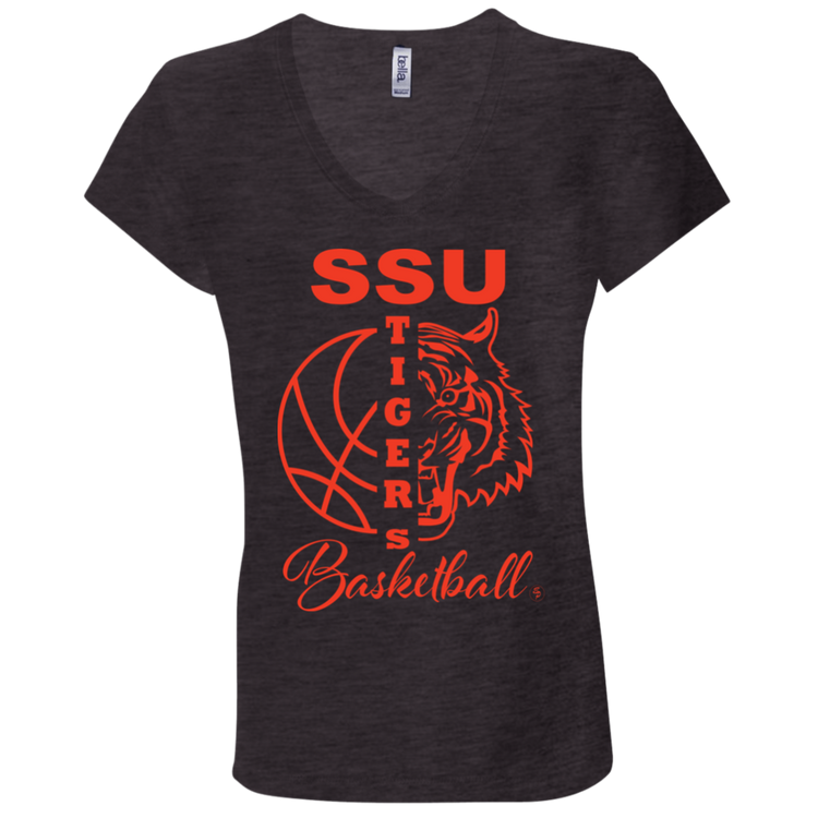 SSU - Tigers Basketball - Orange - Fashion Fitted Women's V-Neck T-Shirt