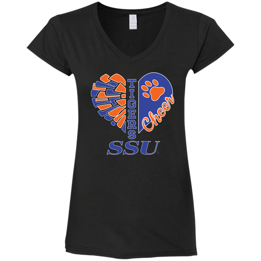 SSU - Tigers Cheer - Women's Fitted Softstyle V-Neck Tee