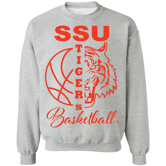 SSU - Tigers Basketball - Orange - Crewneck Pullover Sweatshirt  8 oz.