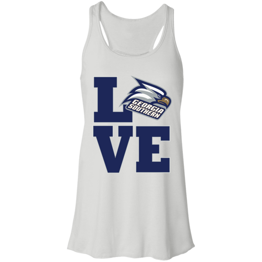 GA Southern - Alumni LOVE - Fashion Fitted Women's Flowy Racerback Tank