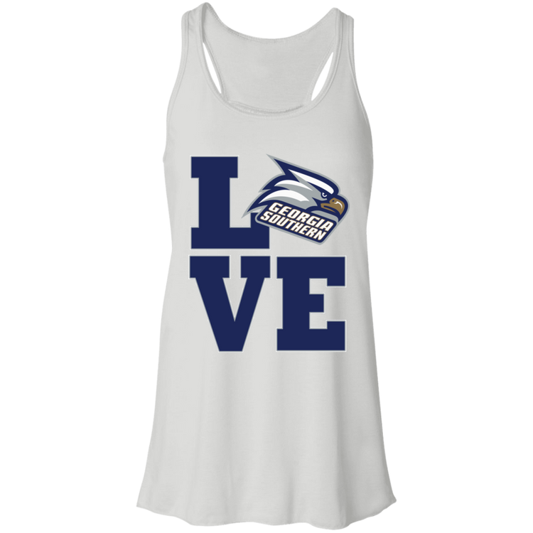 GA Southern - Alumni LOVE - Fashion Fitted Women's Flowy Racerback Tank