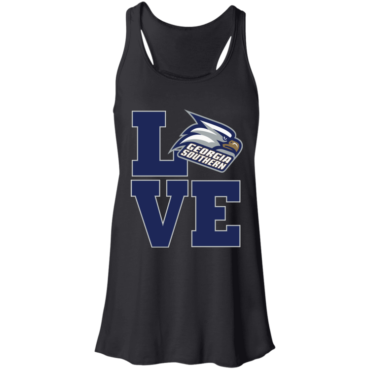 GA Southern - Alumni LOVE - Fashion Fitted Women's Flowy Racerback Tank