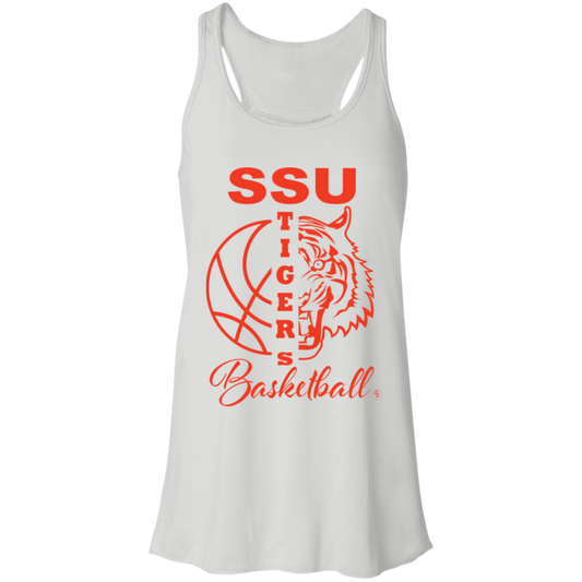 SSU - Tigers Basketball - Orange - Fashion Fitted Women's Flowy Racerback Tank