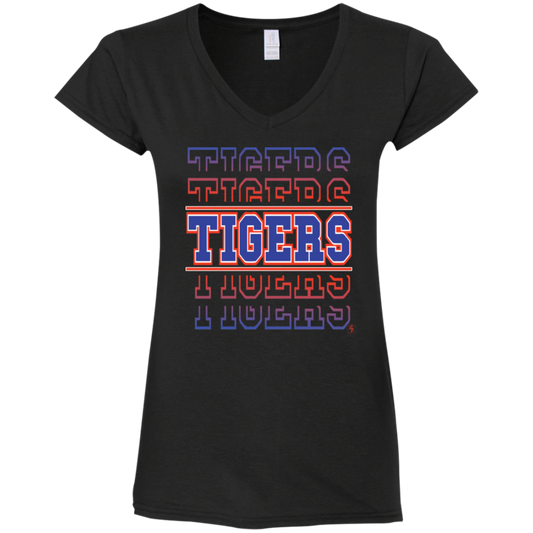 SSU - Tigers - Tigers - Tigers - Women's Fitted Softstyle V-Neck Tee