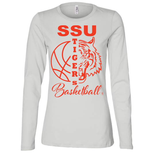 SSU - Tigers Basketball - Orange - Fashion Fitted Women's Jersey LS Missy Fit