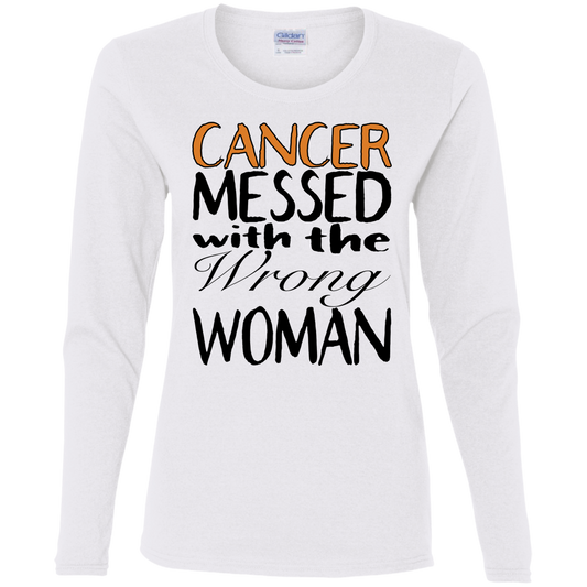 Leukemia Cancer Messed With The Wrong Woman - Women's LS Tee