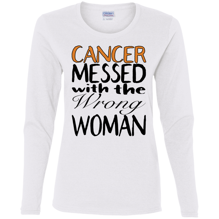 Leukemia Cancer Messed With The Wrong Woman - Women's LS Tee