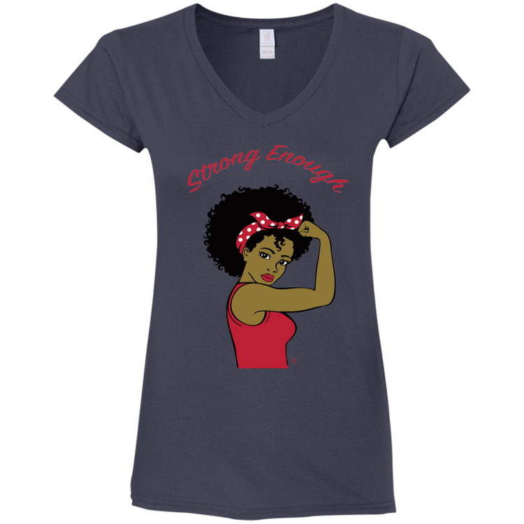 Strong Woman - Women's Fitted Softstyle V-Neck Tee