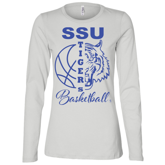 SSU - Tigers Basketball - Blue - Fashion Fitted Women's Jersey LS Missy Fit