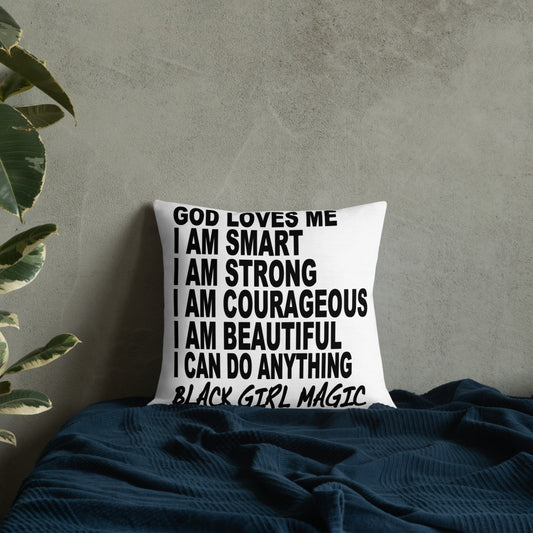 Black Girl Magic - I AM - Premium Pillow (White)