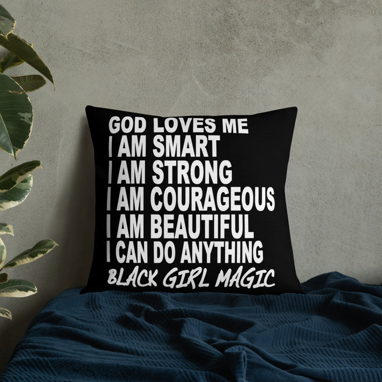 Black Girl Magic - I AM - Premium Pillow (Black)